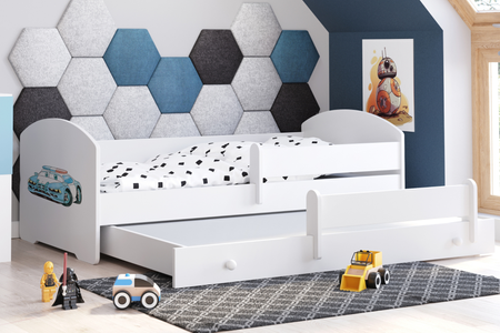 Łóżko dziecięce podwójne wysuwane LUK II 160x80 - Policja
