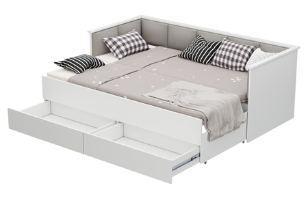 Łóżko podwójne HELIOS 160x200 - Białe, panele szare