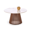 Stolik kawowy ARINA niski okrągły - Orzech / Beżowy