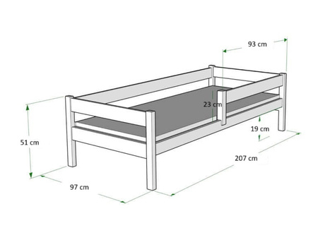 Łóżko dziecięce LOFTO 90x200 z barierką – Ekologiczne Drewno