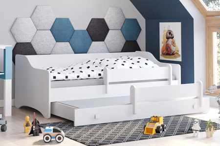 Łóżko podwójne ERYK II 160x80 - Białe, uchwyty białe