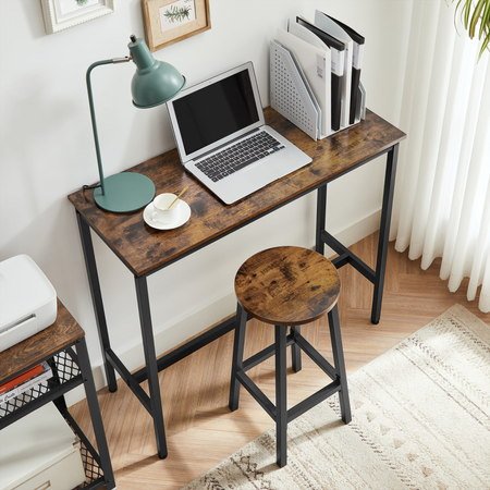 Stół barowy z dwoma taboretami RUSSELL - Ciemny brąz