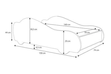 Łóżko dziecięce z serii AUTO 140x70 grafika materac - BATCAR