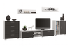 Zestaw mebli do salonu SOFEN II szafka RTV, komoda, szafka, półki - Biały / Czarny