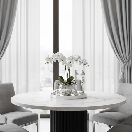 Stół okrągły VENTI 75 cm - Biały Marmur