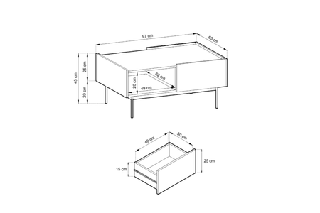 Ława COLETTE 97 cm - Kaszmir / Dąb Linea