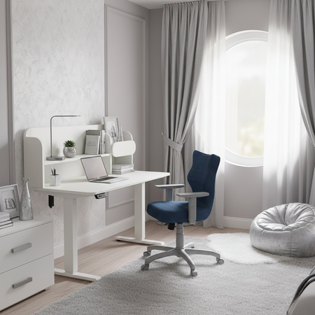 Biurko elektryczne ELISS 6 z nadstawką 120x65 cm - Biały / Biały