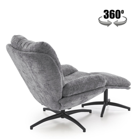 Fotel AMARO z podnóżkiem funkcja kołyski - Szary