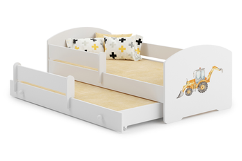 Łóżko dziecięce podwójne wysuwane LUK II 160x80 - Koparka