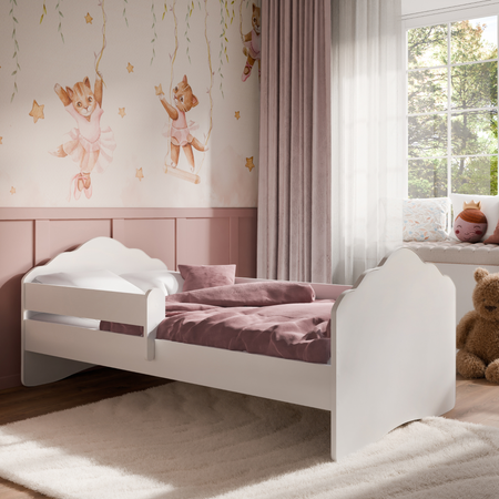 Łóżko dziecięce FALA 140x70 barierka - Biały