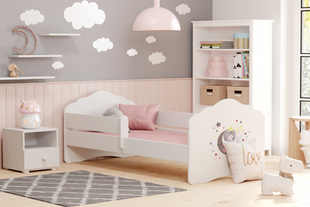 Łóżko dziecięce FALA 160x80 barierka grafika - Śpiąca Księżniczka