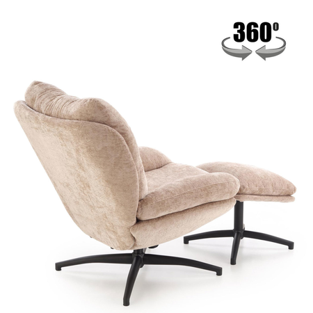 Fotel AMARO z podnóżkiem funkcja kołyski - Beżowy