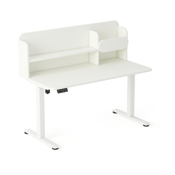 Biurko elektryczne ELISS 4 dziecięce 120x65 cm z nadstawką - Biały / Biały