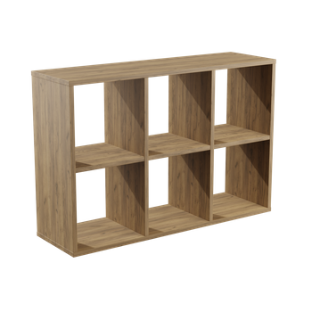 Regał otwarty Kostka 2x3 - dąb craft złoty