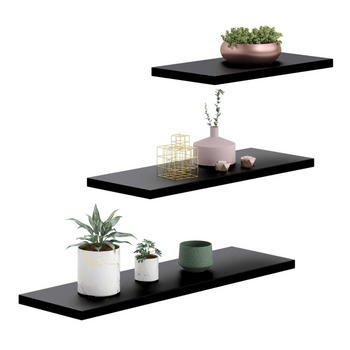 Zestaw 3 półek samowiszących LEWIT - Czarny