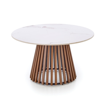 Stolik kawowy ARINA niski okrągły - Orzech / Beżowy