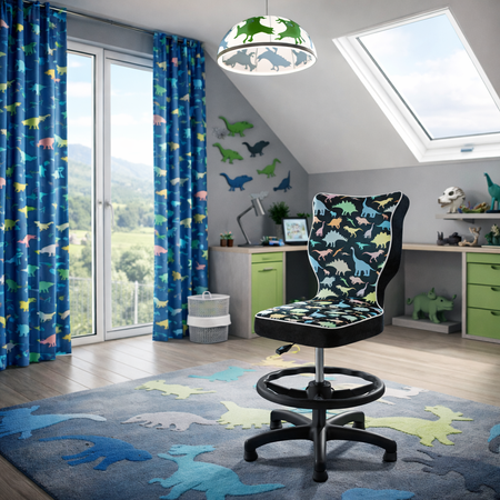 Krzesło dziecięce ergonomiczne LUMI 3 - Dinozaury / Czarna Noga