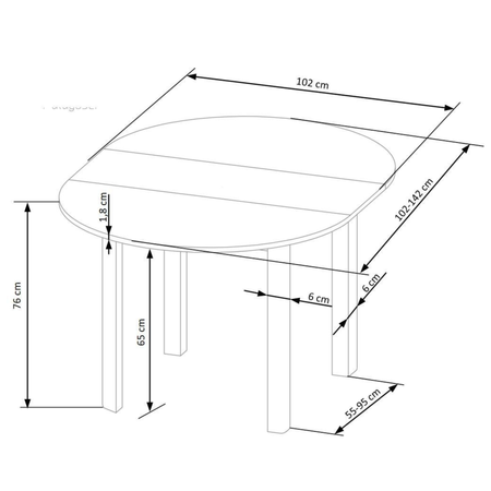 Stół okrągły RAMES 102 cm – Dąb Craft