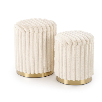 Zestaw 2 puf MIRELLA - Kremowy