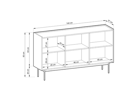 Komoda COLETTE 144 cm - Ceramiczny Czerwony / Dąb Linea