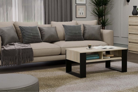 Stolik kawowy Ława MODI dwie półki - Dąb Sonoma / Czarny