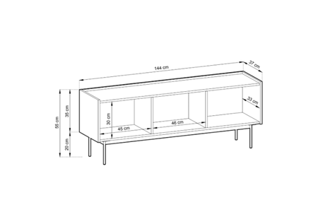 Szafka RTV COLETTE 144 cm - Kaszmir / Dąb Linea