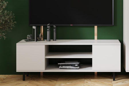 Szafka RTV FOCUS 135 cm, nogi metalowe czarne - Kaszmir