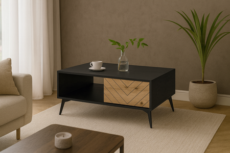 Ława MODIVA 104 cm - Dąb Evoke / Czarny