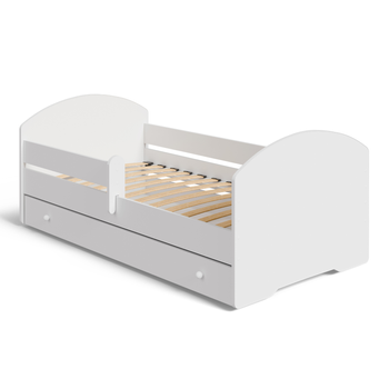 Łóżko dziecięce LUK 180x80 barierka szuflada - Biały