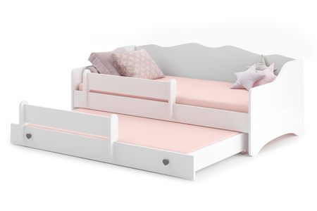 Łóżko podwójne EMMA WHITE II 160x80 - Białe / Szare uchwyty