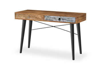 Biurko NEXT z szufladami skandynawski, boho, loft, nogi metalowe - Dąb Wotan / Wielobarwny