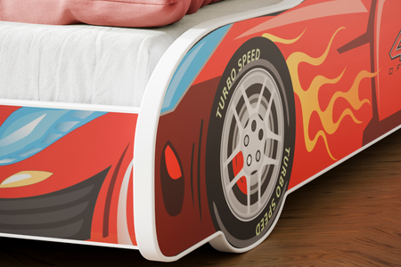 Łóżko dziecięce z serii AUTO 160x80 grafika materac - TURBO 4x4