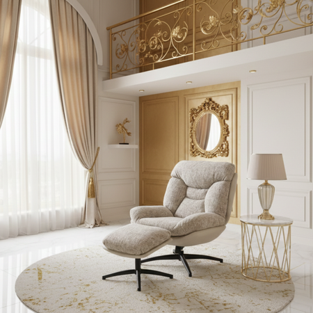 Fotel ALLERO z podnóżkiem - Beżowy