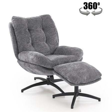 Fotel AMARO z podnóżkiem funkcja kołyski - Szary