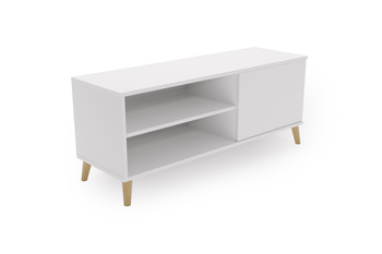Szafka RTV VIVA 110 cm nogi drewniane - Biały