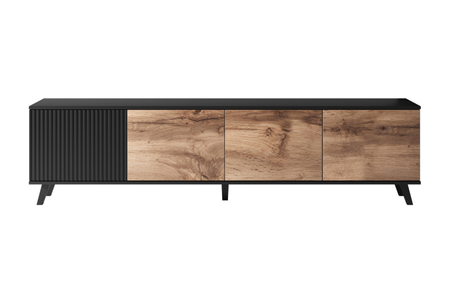 Szafka RTV MODERN 200 cm loft - Dąb Wotan / Czarny