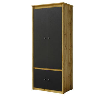 Szafa LENA 200x87 cm - kolor Dąb wotan / czarny