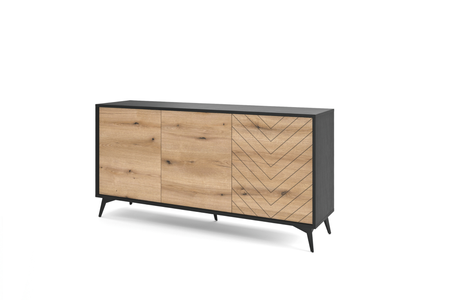 Komoda MODIVA 154 cm - Dąb Evoke / Czarny