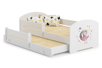 Łóżko dziecięce podwójne wysuwane LUK II 160x80 - Śpiąca Księżniczka