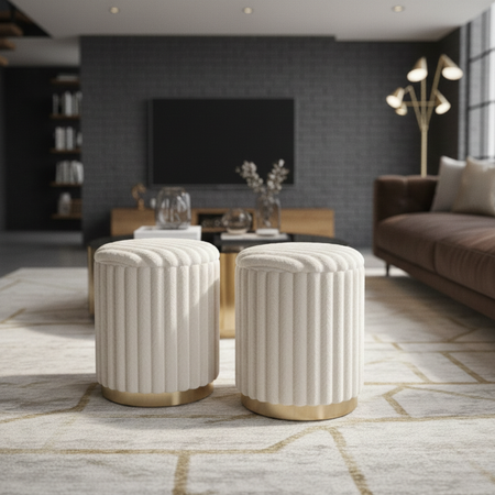 Zestaw 2 puf MIRELLA - Kremowy 