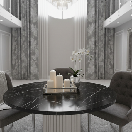 Stół okrągły VENTI 100 cm - Czarny Marmur