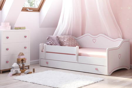 Łóżko dziecięce EMMA 160x80 - Białe / Różowe