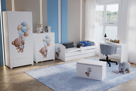 Łóżko pojedyncze LUK 160x80 z barierką i szufladą - Sweet Bear