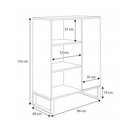 Komoda FONDI szafka z regałem loft, nogi metalowe - Dąb Craft