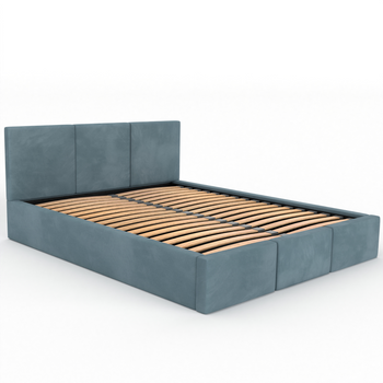 Łóżko podwójne tapicerowane VALENTINO 140x200 pojemnik na pościel - Błękitny