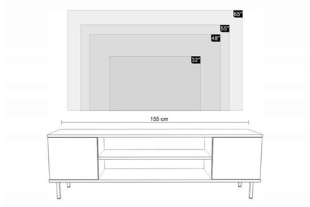 Szafka RTV FOCUS 155 cm, nogi metalowe czarne - Kaszmir