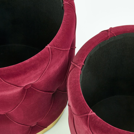 Zestaw 2 puf ELEY - Bordowy