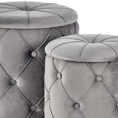 Zestaw 2 puf ELEY - Popielaty