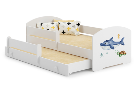 Łóżko dziecięce podwójne wysuwane LUK II 160x80 - Rekin