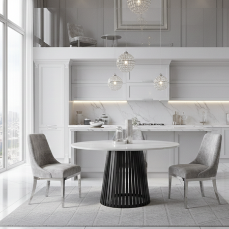 Stół okrągły VELORE 100 cm - Jasny Marmur